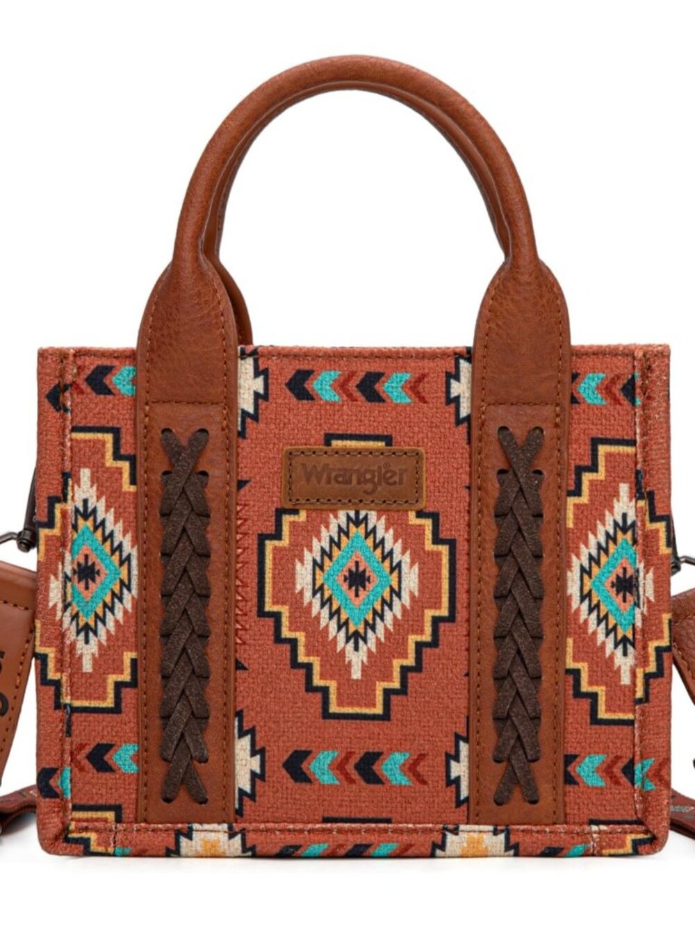 Wrangler Mini Aztec Tote Bag for Women Boho Small Top Handle Purse with Adjustab